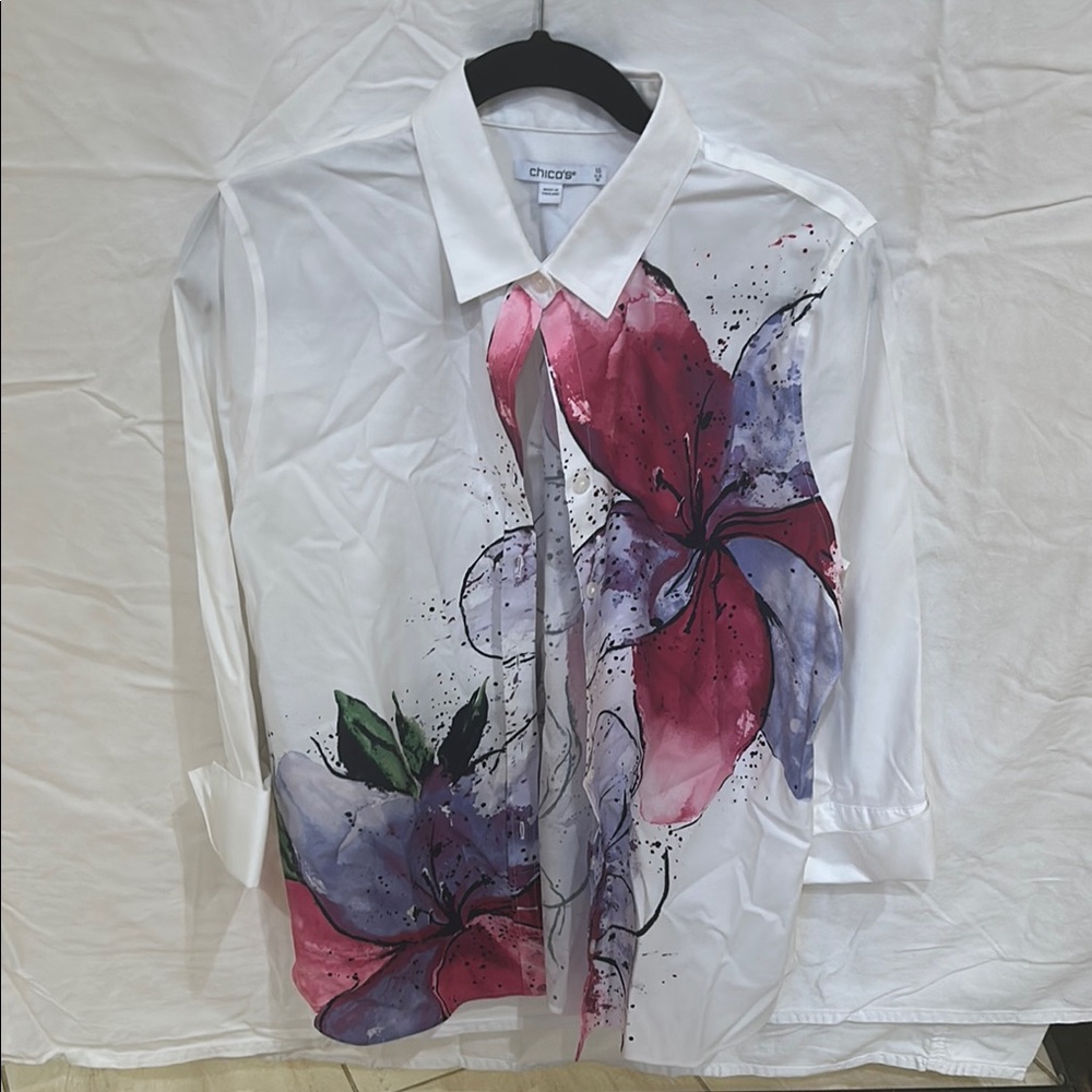 Chico's White Floral Men's Shirt